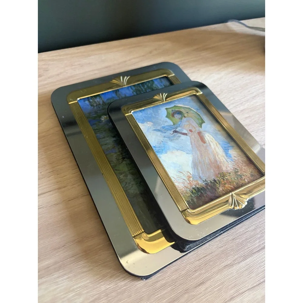 Two Vintage Picture Frames Two-Tone Silver and Gold Finish